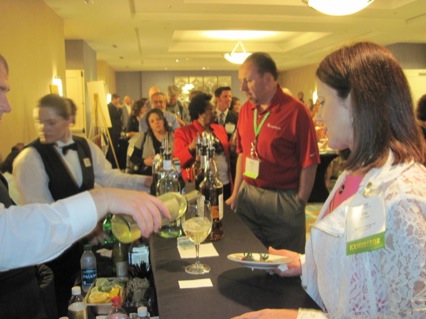 Attendees at networking reception